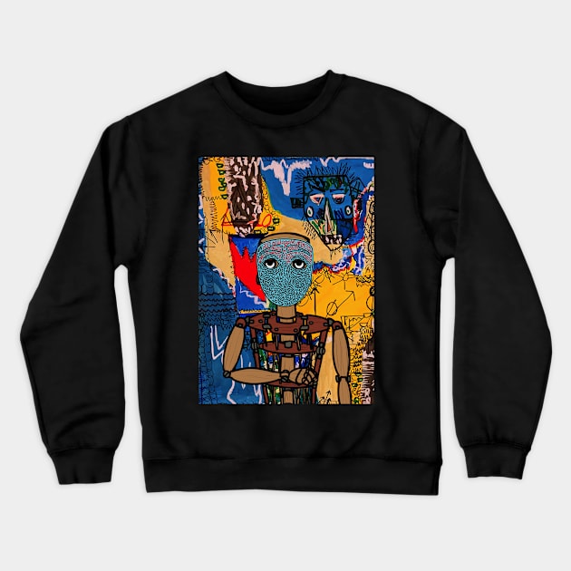 R2D2 NFT - Unique Traits with Puppet Mask and Street Art Background Crewneck Sweatshirt by Hashed Art